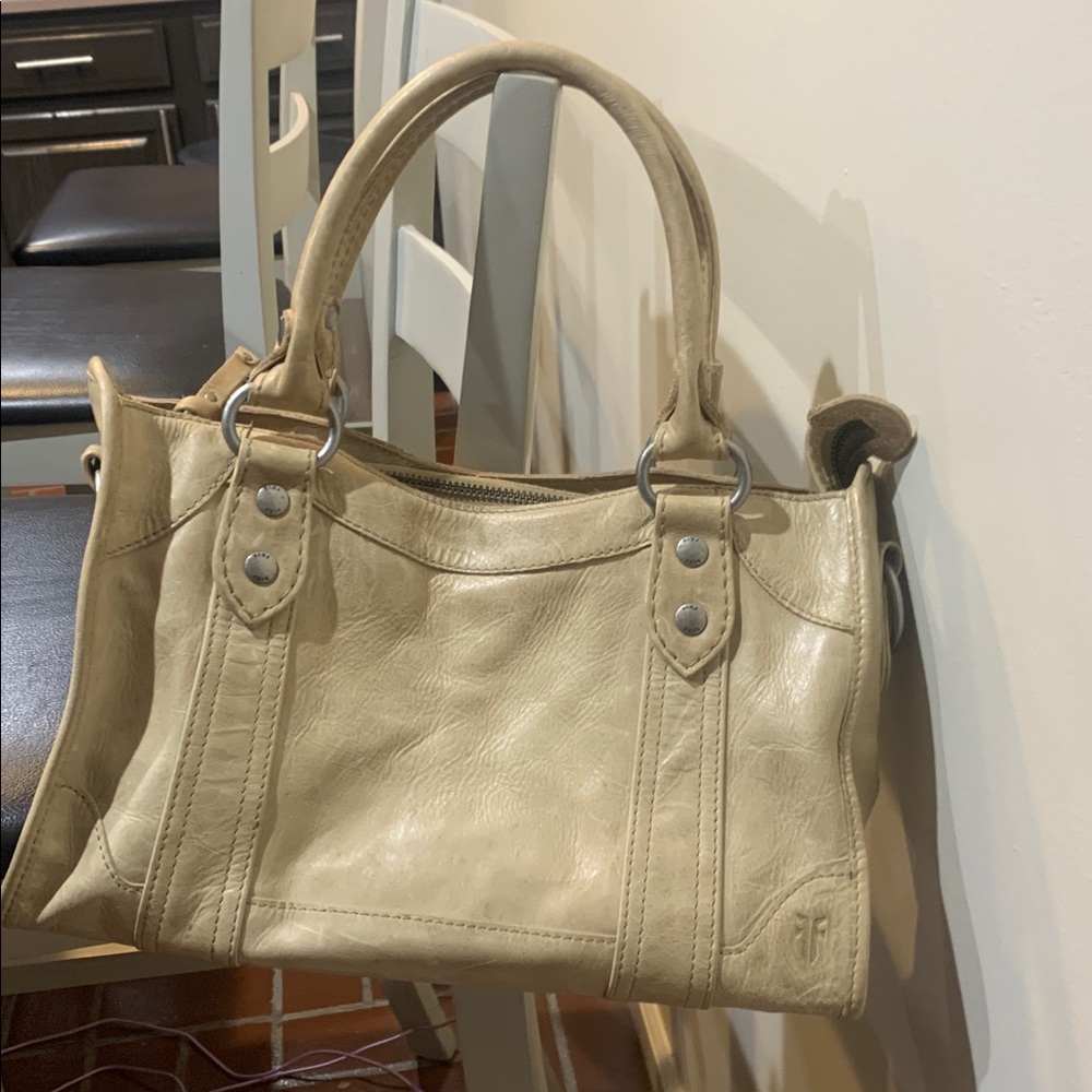 Frye Cream Striped Interior Bag